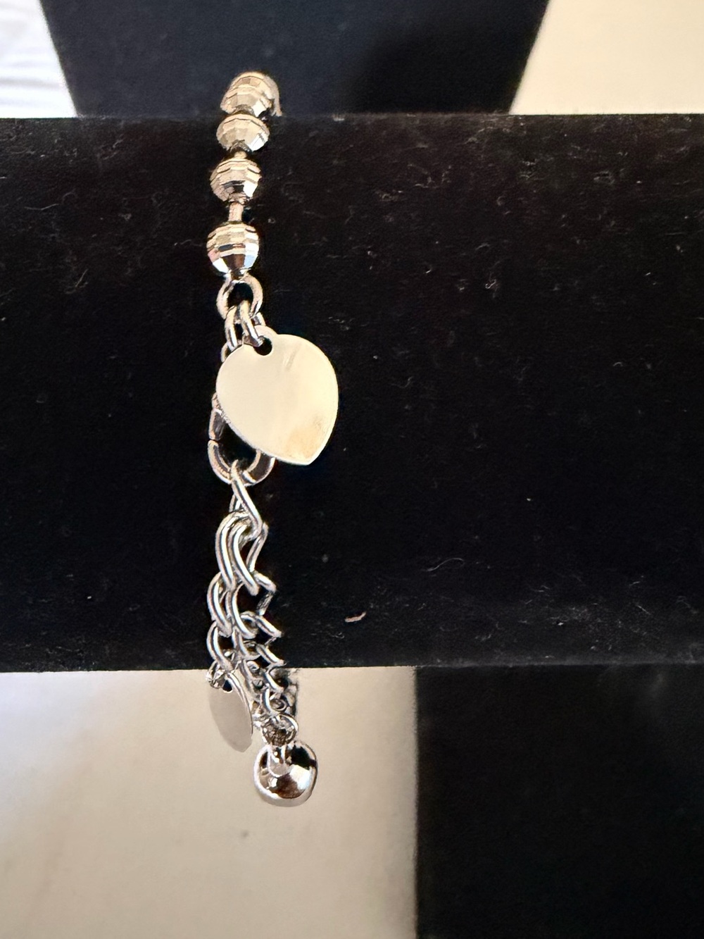 Polished Silver Heart Charm Bracelet - Women Jewelry